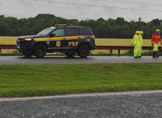 Na BR-163 piloto de moto morre na batida contra a carreta